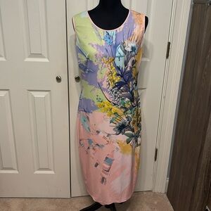 Verda Watercolor Print Sleeveless Dress